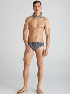 Aqua Blu Multi Imperial Racer Briefs Size M